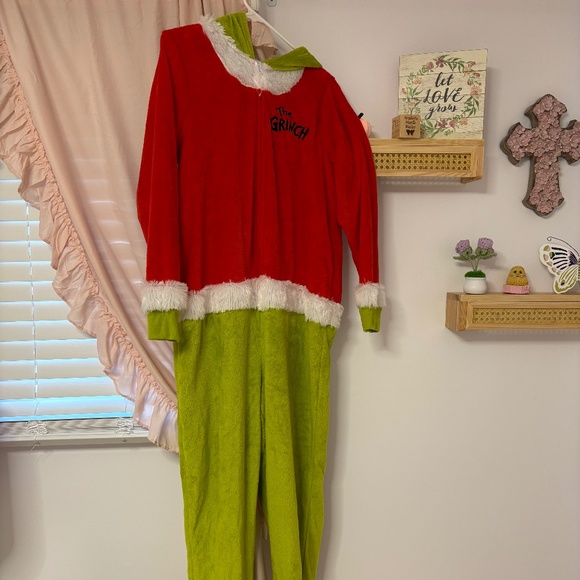 Grinch Santa onsie ! Size large . NWOT - Picture 1 of 5